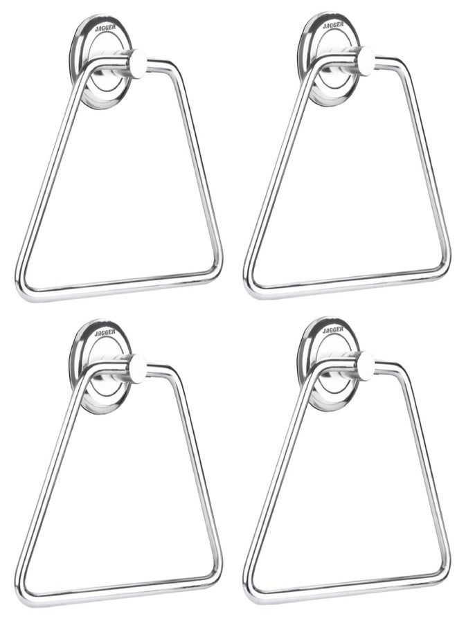JAGGER JAG225 Triangle Towel Rings/Towel Holder/Hand Towel Stand/Cloth Hanger Napkin Holder/Cloth Stand Towel Holder for Bathroom Kitchen Washbasin (Silver, Pack of - 4) - Image 1